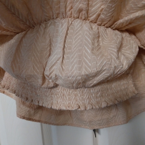 Lulu's NWT Abryelle Blush Pink Embroidered Tiered Ruffle Strapless Crop Top S - Picture 7 of 8